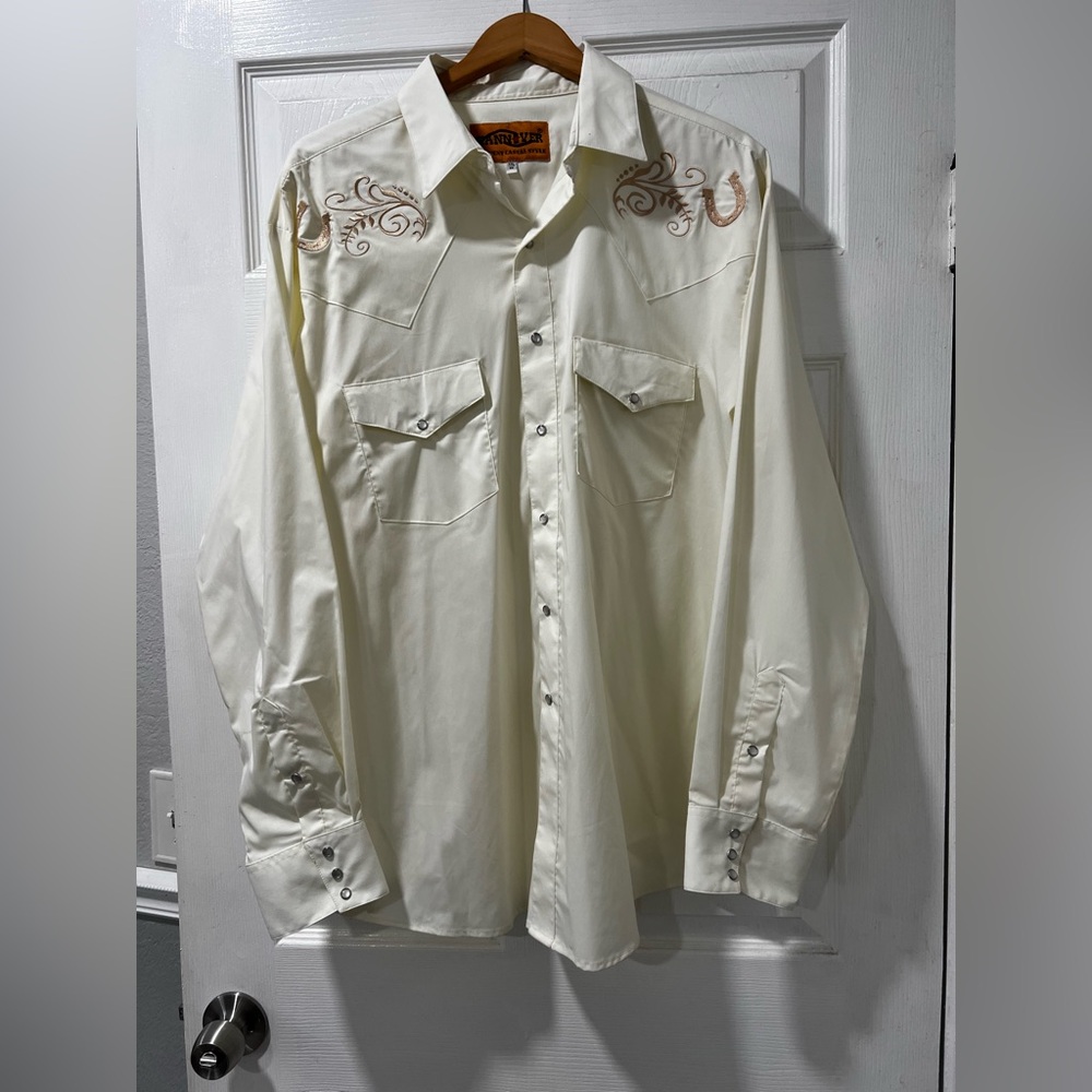 Cream Western Shirt with Embroidery